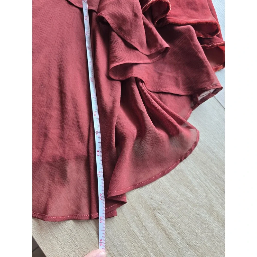Free People Velvet Waterfall Duster Cardigan XS Rust Red asymmetrical high-low